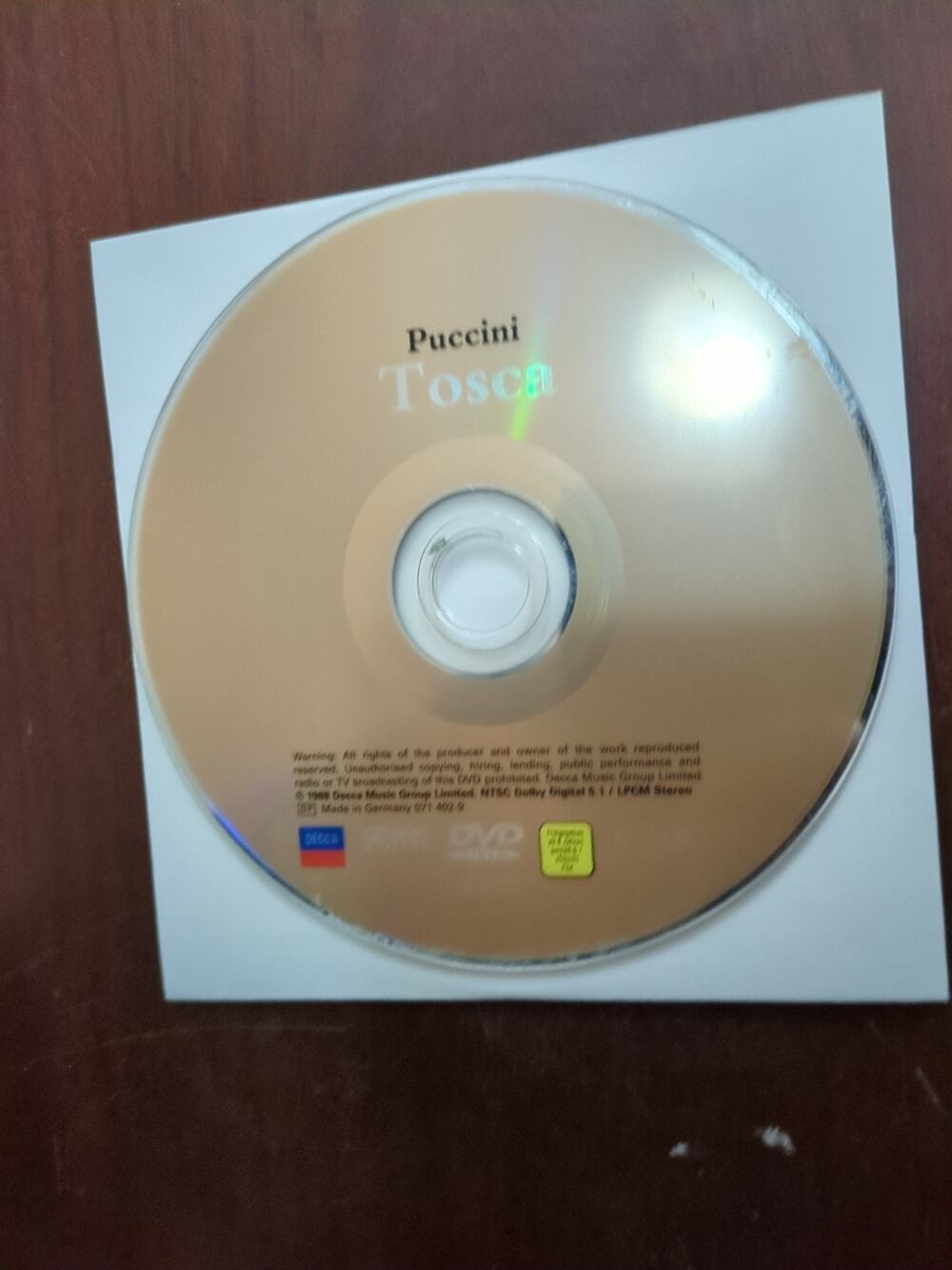 Puccini - Tosca (DVD, 2001) disc only